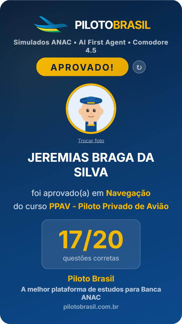 JEREMIAS BRAGA DA SILVA, aprovado em Navegação no Piloto Brasil