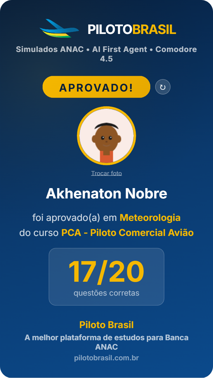 Akhenaton Nobre, aprovado em Meteorologia no Piloto Brasil