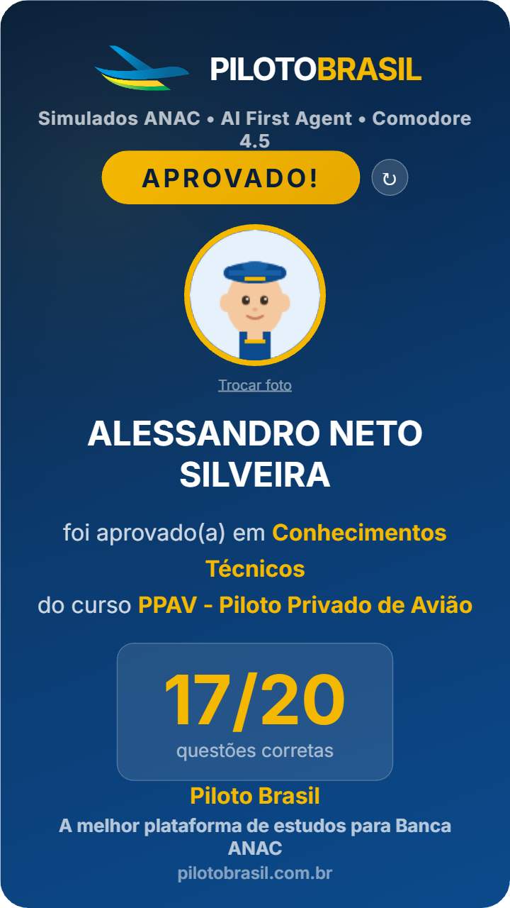 ALESSANDRO NETO SILVEIRA, aprovado em Conhecimentos Técnicos no Piloto Brasil