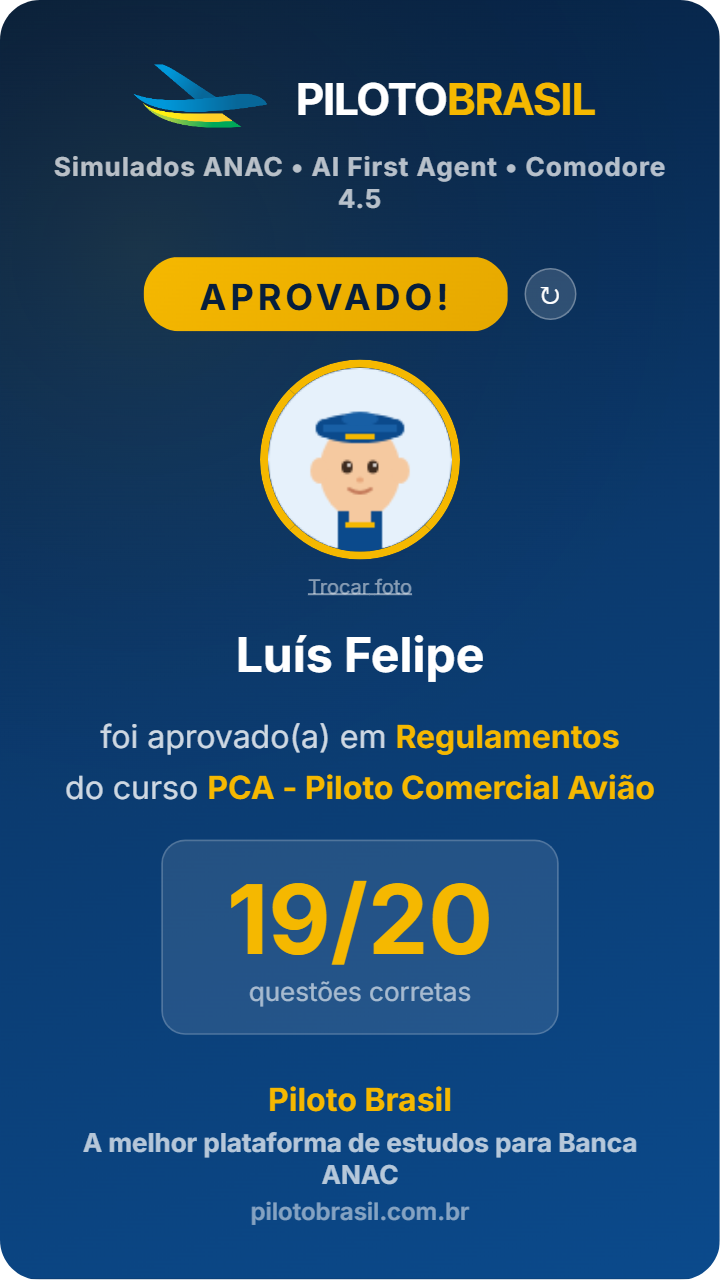 Luís Felipe, aprovado em Regulamentos no Piloto Brasil