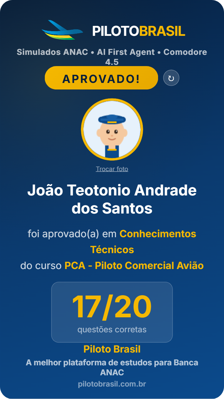 João Teotonio Andrade dos Santos, aprovado em Conhecimentos Técnicos no Piloto Brasil