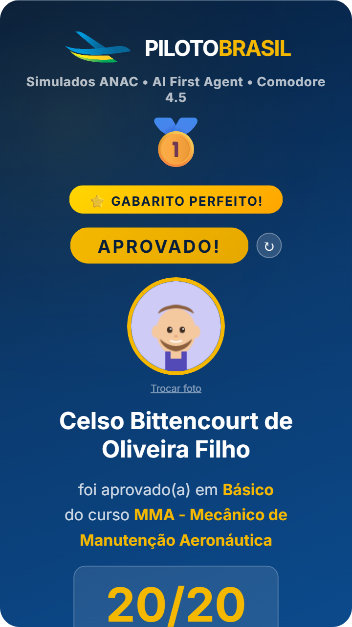 Celso Bittencourt de Oliveira Filho, aprovado em Básico no Piloto Brasil