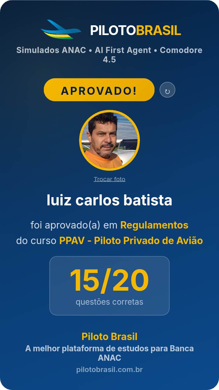 luiz carlos batista, aprovado em Regulamentos no Piloto Brasil