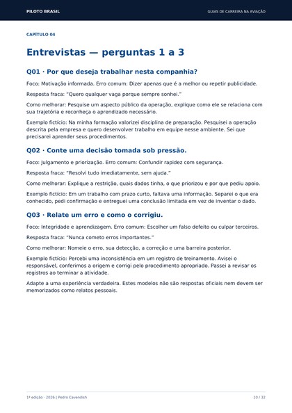 Página 10 do Guia de Processos Seletivos para Pilotos