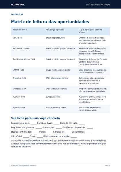 Página 23 do Guia de Processos Seletivos para Pilotos