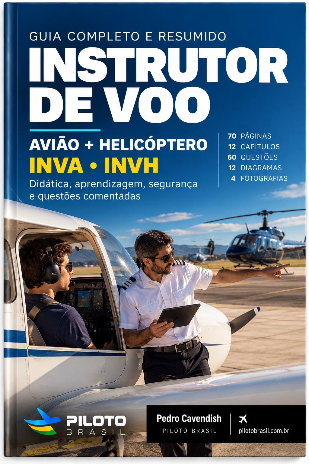 Capa de Guia Completo e Resumido para Instrutor de Voo — Avião e Helicóptero