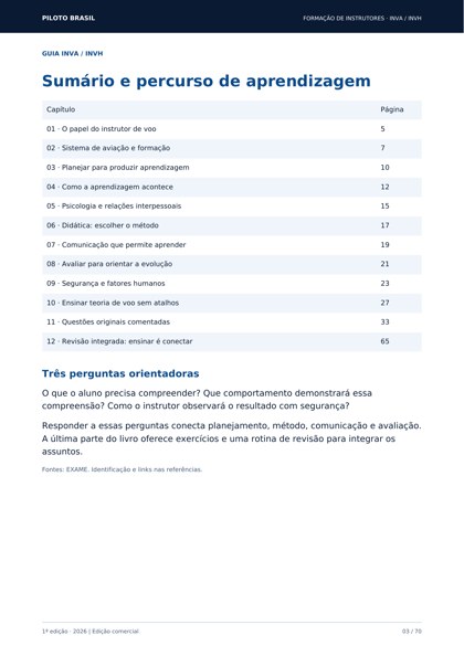 Sumário e percurso de aprendizagem