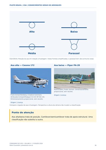 Estrutura das asas: comparação fotográfica — página real do Manual CGA Piloto Brasil.