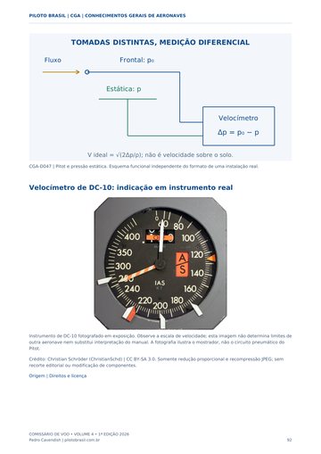 Instrumentos e aerodinâmica — página real do Manual CGA Piloto Brasil.