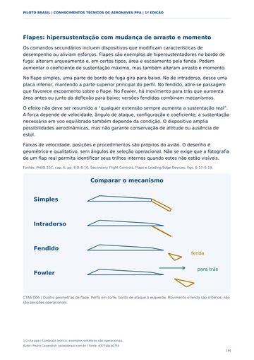Superfícies de comando. Página real do Manual de Conhecimentos Técnicos de Aeronaves PPA.