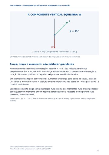Forças e movimentos. Página real do Manual de Conhecimentos Técnicos de Aeronaves PPA.