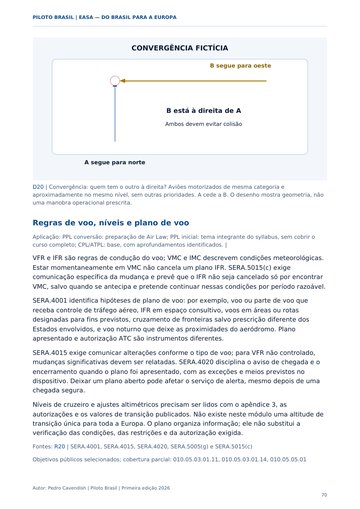 Air Law: regras do ar e convergência. Página 70 do Manual para o Exame EASA.