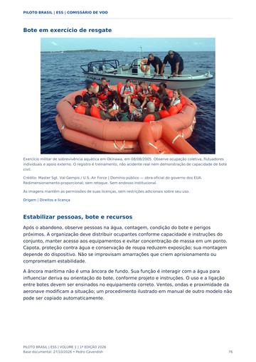 Sobrevivência no mar — página real do Manual ESS Piloto Brasil.