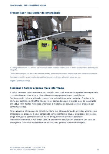Balizas de emergência — página real do Manual ESS Piloto Brasil.