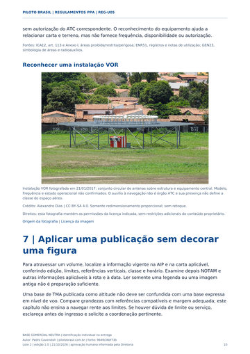 Reconheça uma instalação VOR real. Página real de Regulamentos PPA.