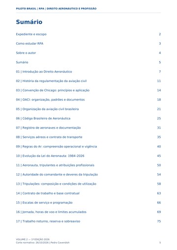 Sumário — página real do Manual RPA Piloto Brasil.