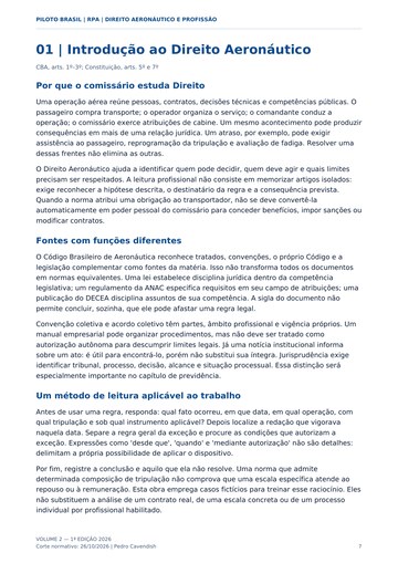 Direito aeronáutico — página real do Manual RPA Piloto Brasil.