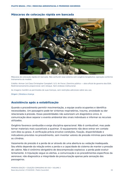 Máscaras de oxigênio — página real do Manual PSS