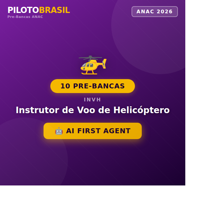 10 Pré-Bancas ANAC (atualizada 2026) Instrutor de Voo de Helicóptero