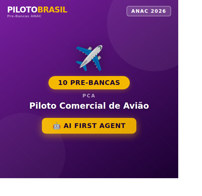 10 Pré-Bancas ANAC (atualizada 2026) Piloto Comercial de Avião