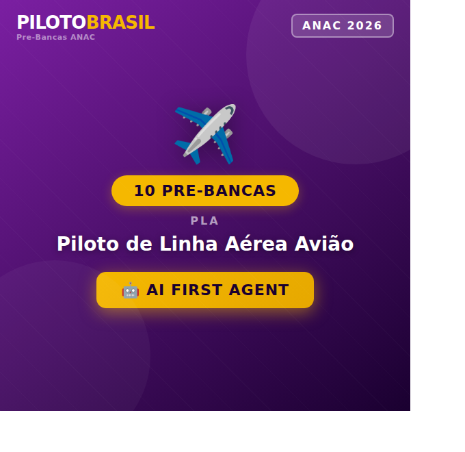 10 Pré-Bancas ANAC (atualizada 2026) Piloto de Linha Aérea Avião