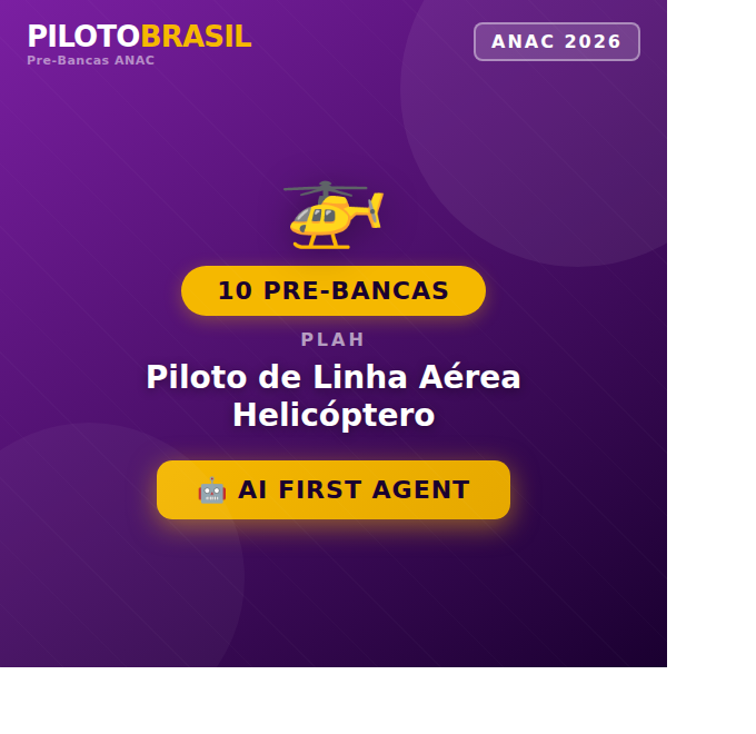 10 Pré-Bancas ANAC (atualizada 2026)Piloto de Linha Aérea Helicóptero