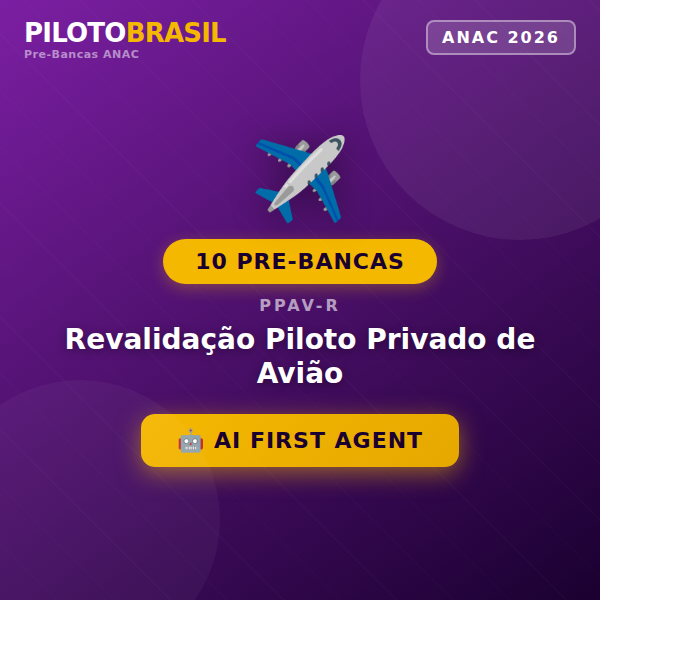 10 Pré-Bancas ANAC (atualizada 2026) Revalidação de Piloto Privado de Avião