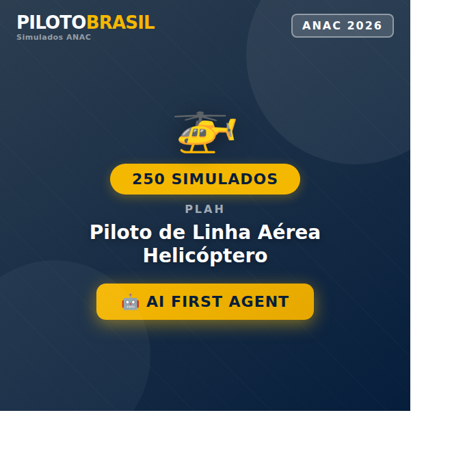 250 Simulados ATUALIZADOS -  Piloto de Linha Aérea Helicóptero (QUESTÕES 2026)