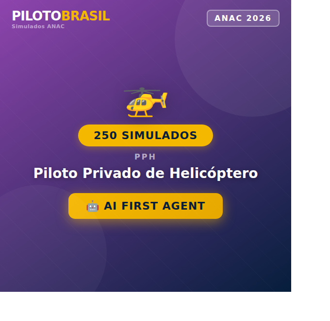 250 Simulados ATUALIZADOS -  Piloto Privado de Helicóptero (QUESTÕES 2026)