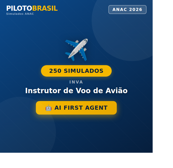 250 Simulados ATUALIZADOS -  Instrutor de Voo de Avião (QUESTÕES 2026)