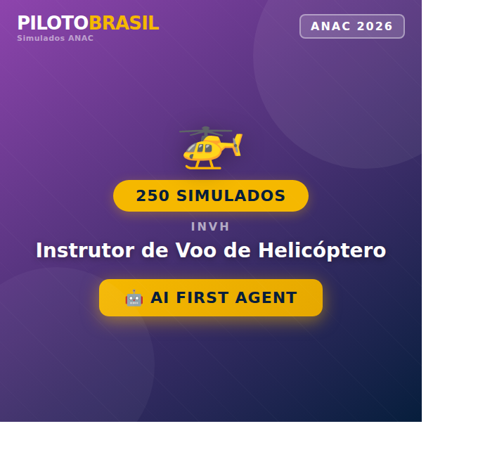 250 Simulados ATUALIZADOS -  Instrutor de Voo de Helicóptero (QUESTÕES 2026)